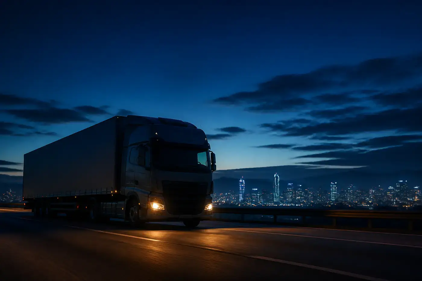 Freight truck on night highway